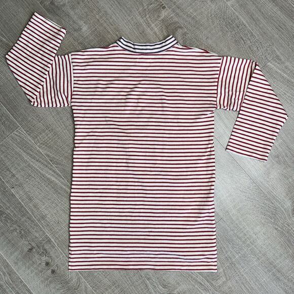 SIR Red White Striped High Low Mock Neck Tunic Sweater Women’s - Picture 7 of 10